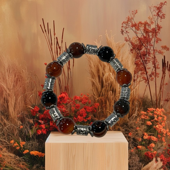 20216 Bloodstone (brown/black/orange) bracelet - Picture 3 of 6
